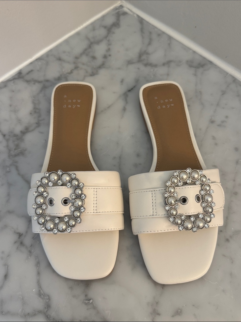 Embellished slide sandal